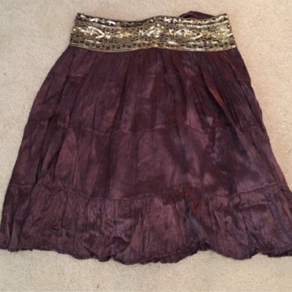 Cache Brown Skirt Embellished with Sequins - Picture 2 of 4